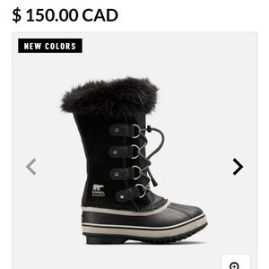 SOREL Joan of Arctic Youth Size 5. Black. Great shape- worn for one season